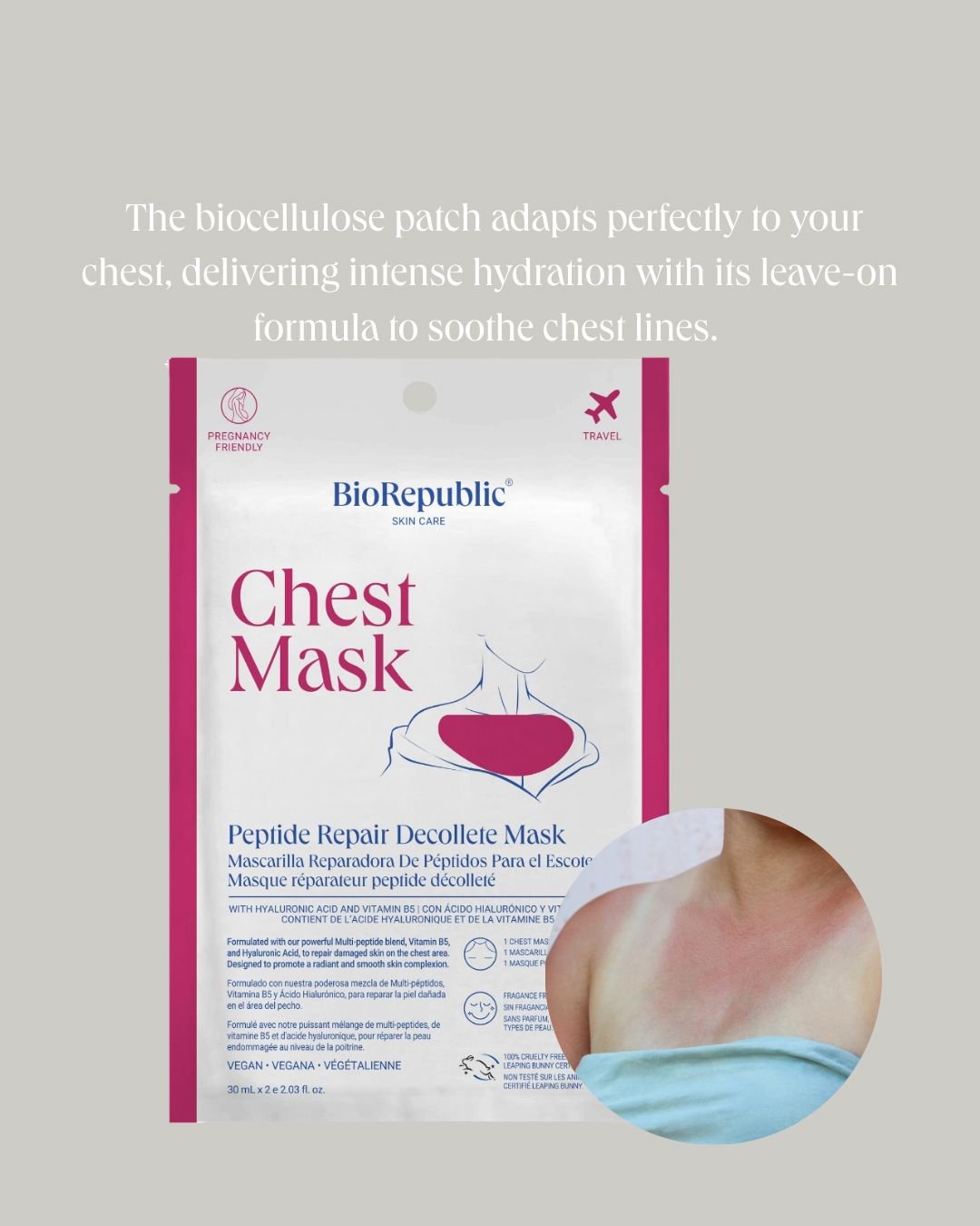 Peptide Repair Chest Mask - BioRepublic SkinCare | Face Mask Sheets | Vegan Skincare