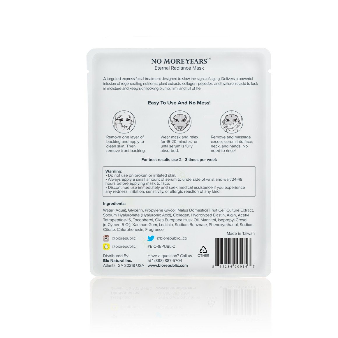 No More Years Eternal Radiance Biocellulose Sheet Mask Sheet Mask BioRepublic