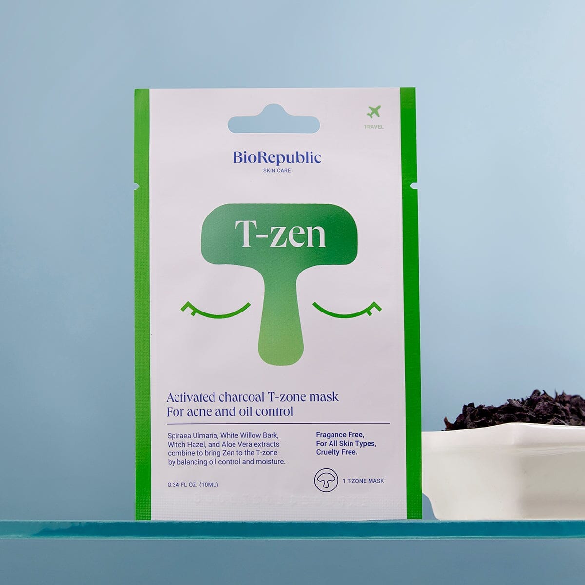 T-Zen Activated Charcoal T-Zone Mask Sheet Mask BioRepublic SkinCare | Face Mask Sheets | Vegan Skincare