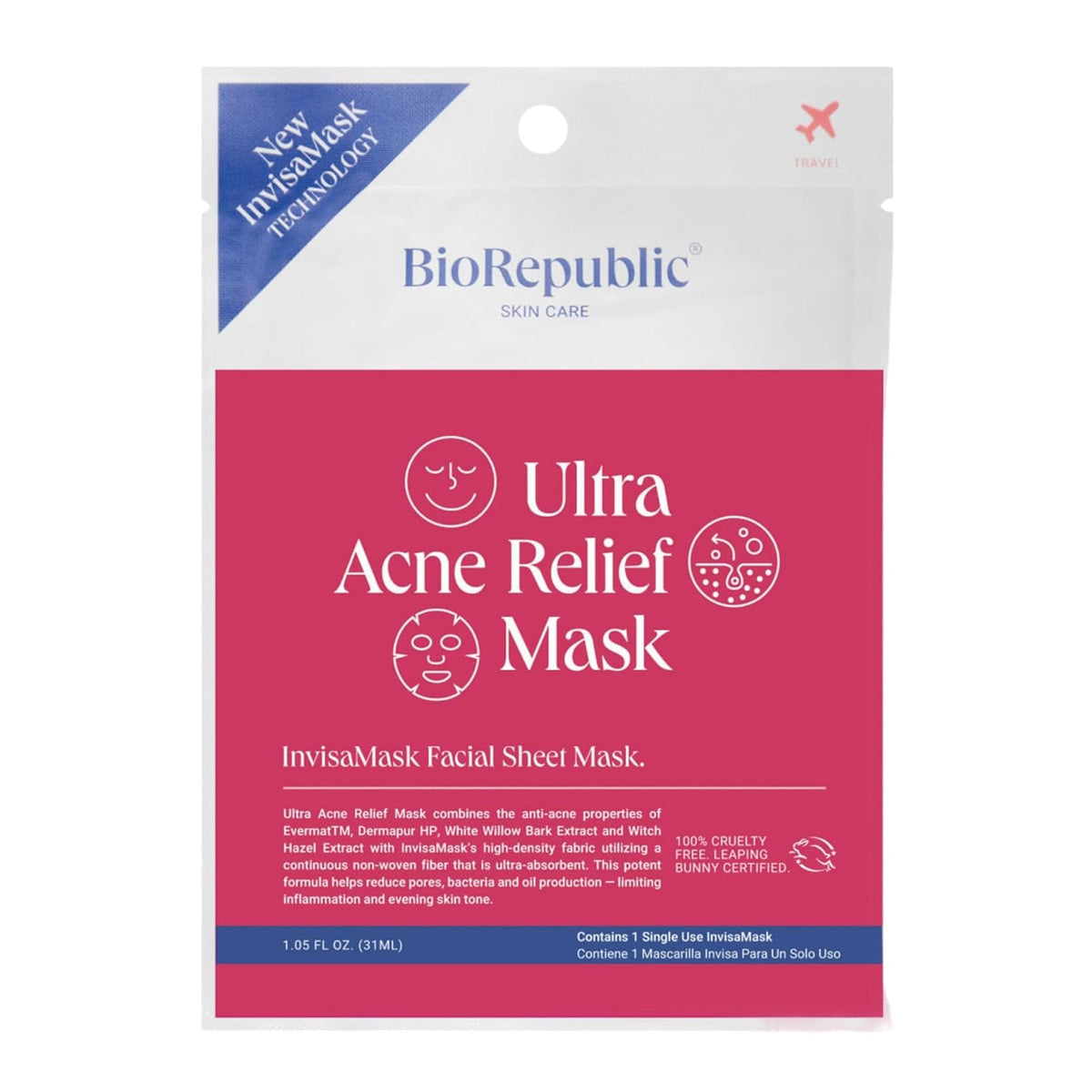 Ultra Acne Relief InvisaMask Sheet Mask BioRepublic SkinCare | The Best Sheet Masks 