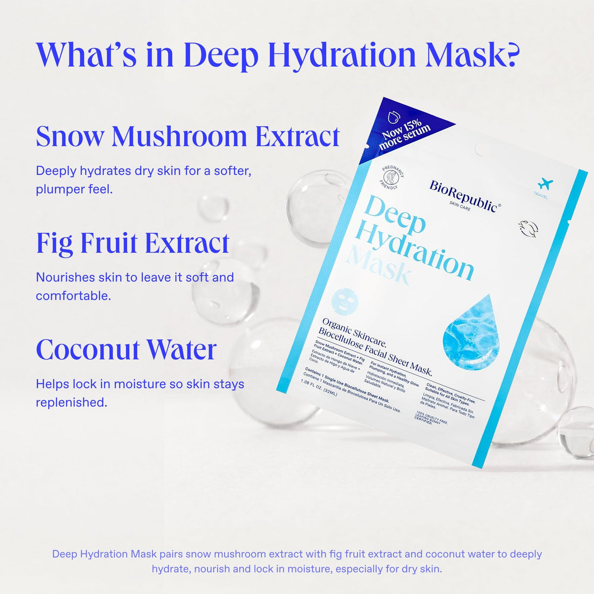 Vegan Deep Hydration Mask Sheet Mask BioRepublic SkinCare | The Best Sheet Masks 