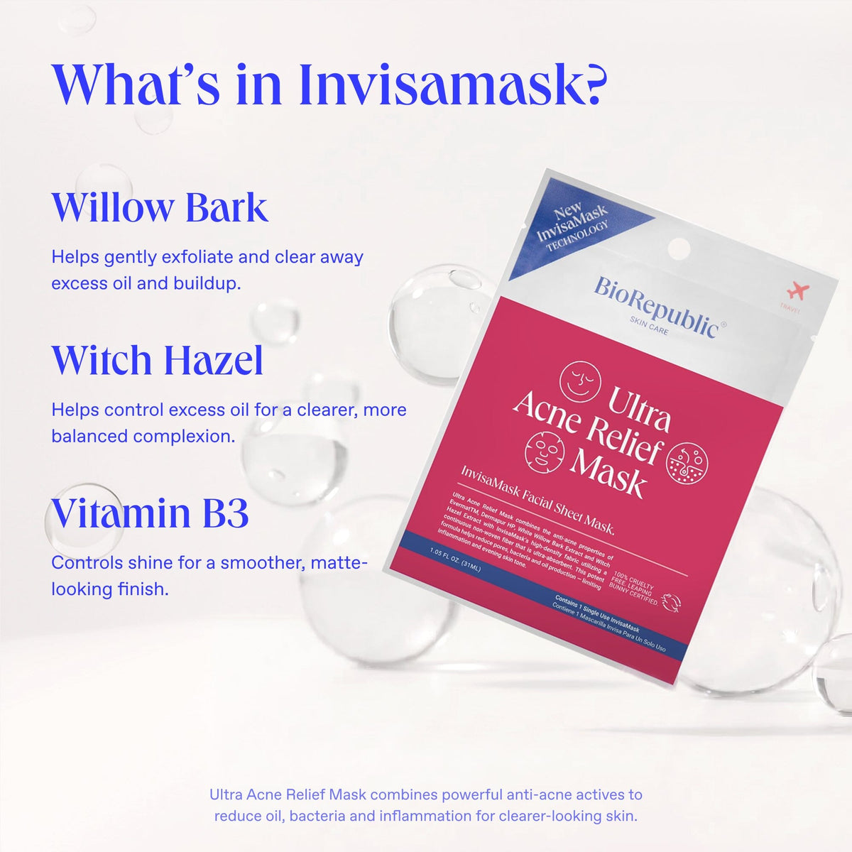 Ultra Acne Relief InvisaMask Sheet Mask BioRepublic SkinCare | The Best Sheet Masks 