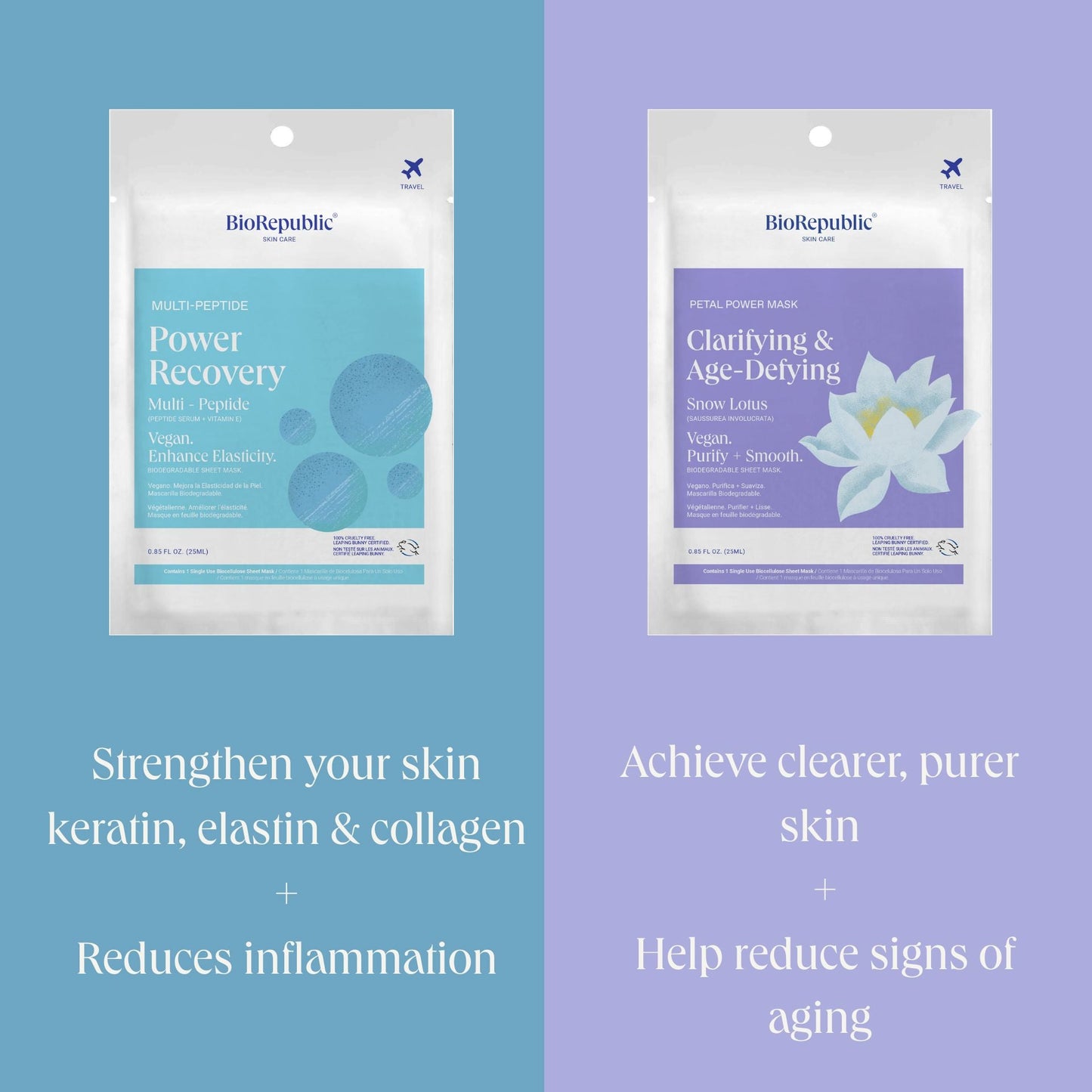 Rare Ingredient Biocellulose Sheet Mask - 4 Sheet Mask Set - BioRepublic SkinCare | Face Mask Sheets | Vegan Skincare