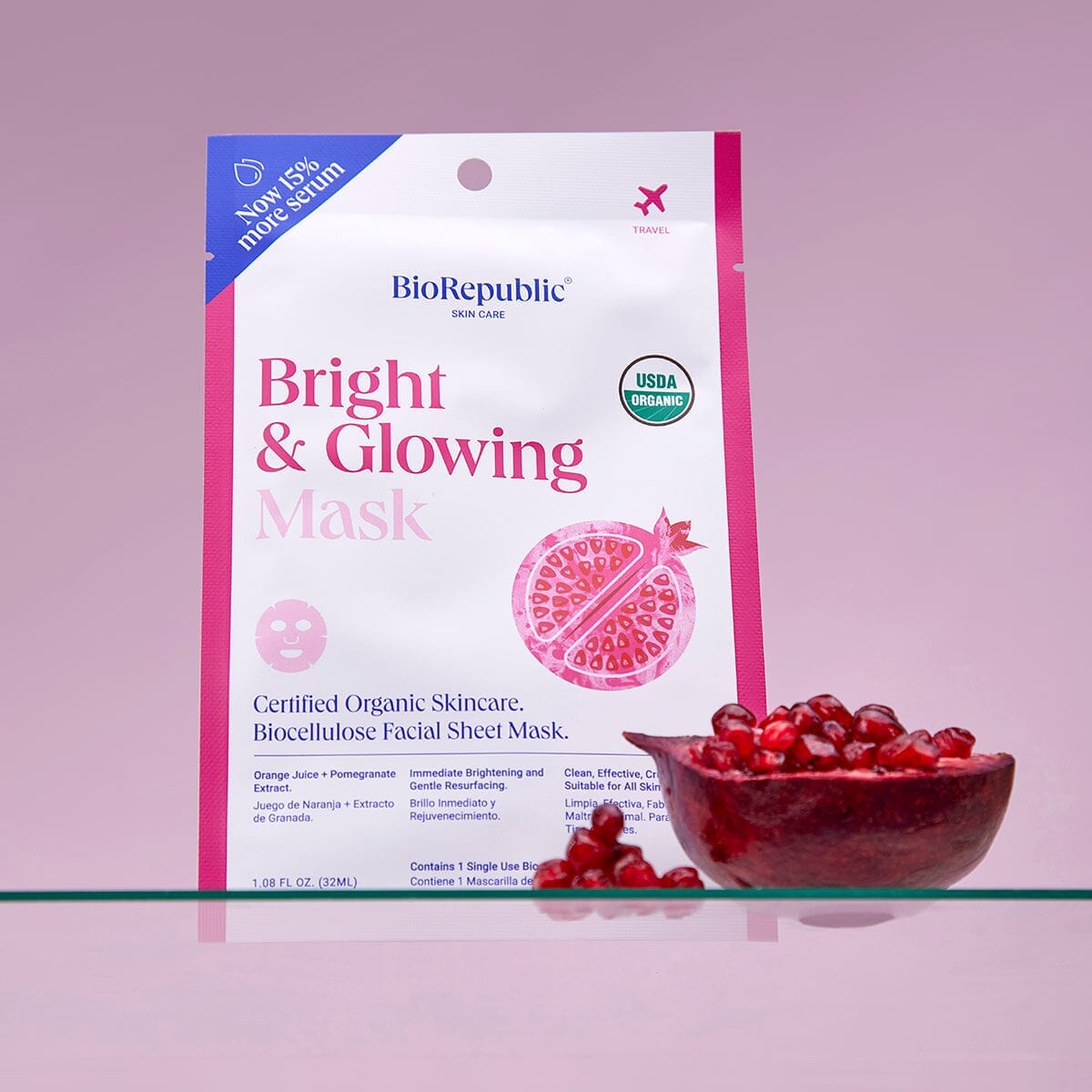 Bright and Glowing Organic Facial Sheet Mask Sheet Mask BioRepublic 